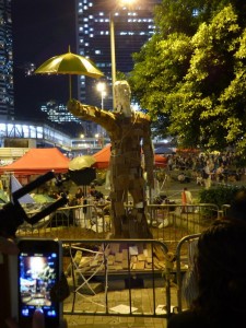 This amazing statue stands tall representing the Umbrella revolution.